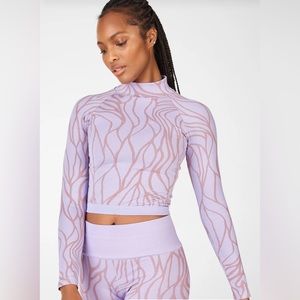 Fabletics Courtney Seamless Long-Sleeve Top in Frosted Lilac/Pink Cloud Size XS